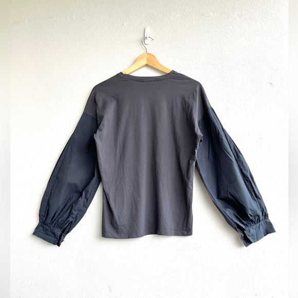 ZARA | Blue Bubble Sleeve Top - Picture 5 of 16